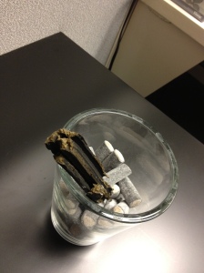 This is our candy jar at work. My cubicle mate didn’t even THANK me for filling it up. People can be really ungrateful.